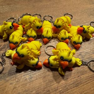 Gele flexi Vogel Sleutelhanger